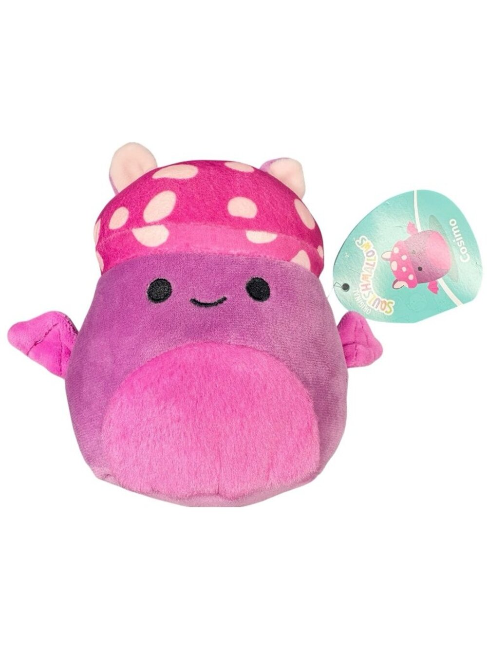 NWT 5" Squishmallow Cosimo the Bat Mushroom Plush Toy Pink Kid Core Gifts